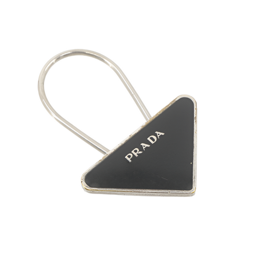 prada black logo keyring
