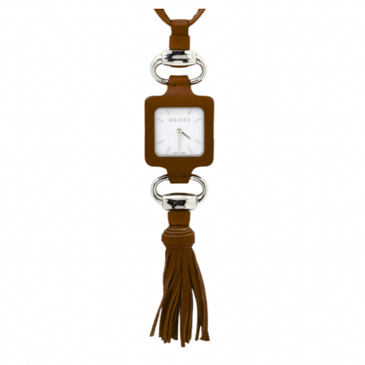 gucci rare chocolate brown boho fringe pendant watch