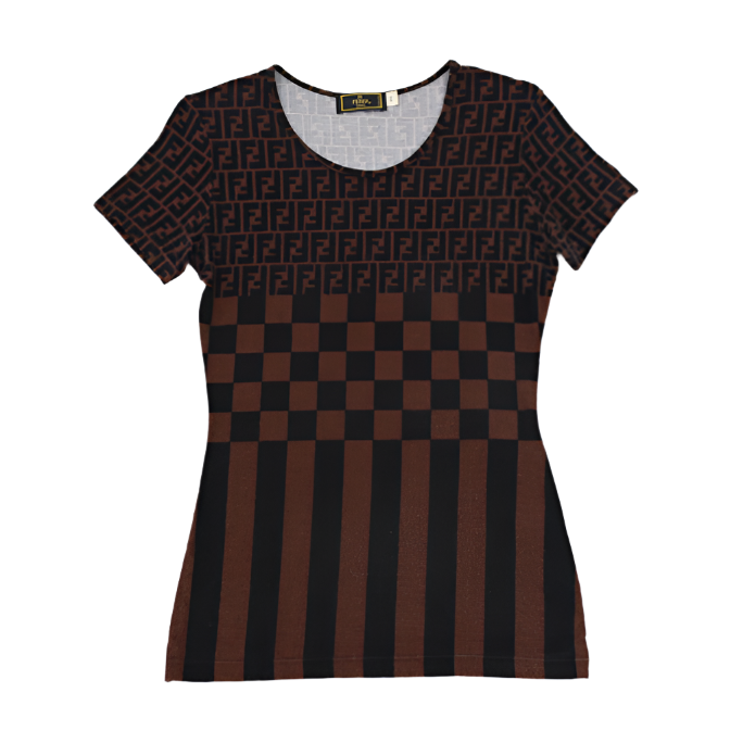 fendi vintage zucca pecan brown tee