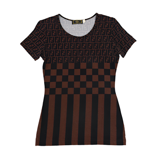 fendi vintage zucca pecan brown tee