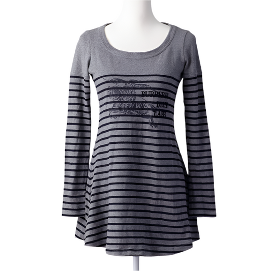 burberry cutesy grey vintage half sleeve striped tunic