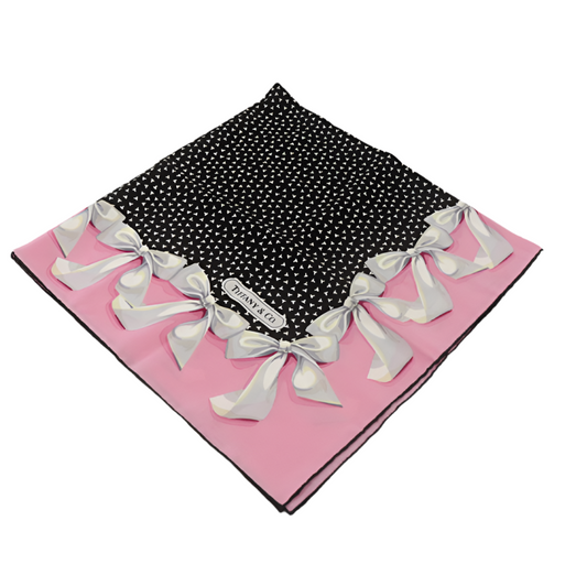 tiffany & co. 100% silk pink ribbon large scarf
