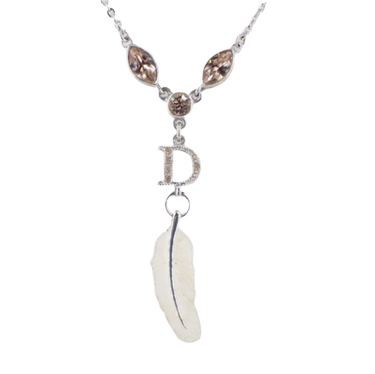 christian dior stone feather necklace