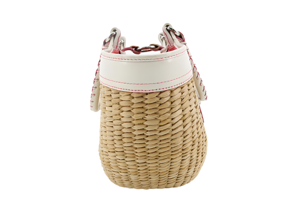 coach pink x ivory basket bag
