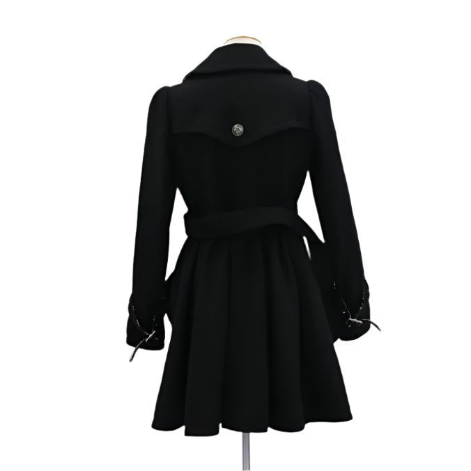 burberry frilly black wool coat