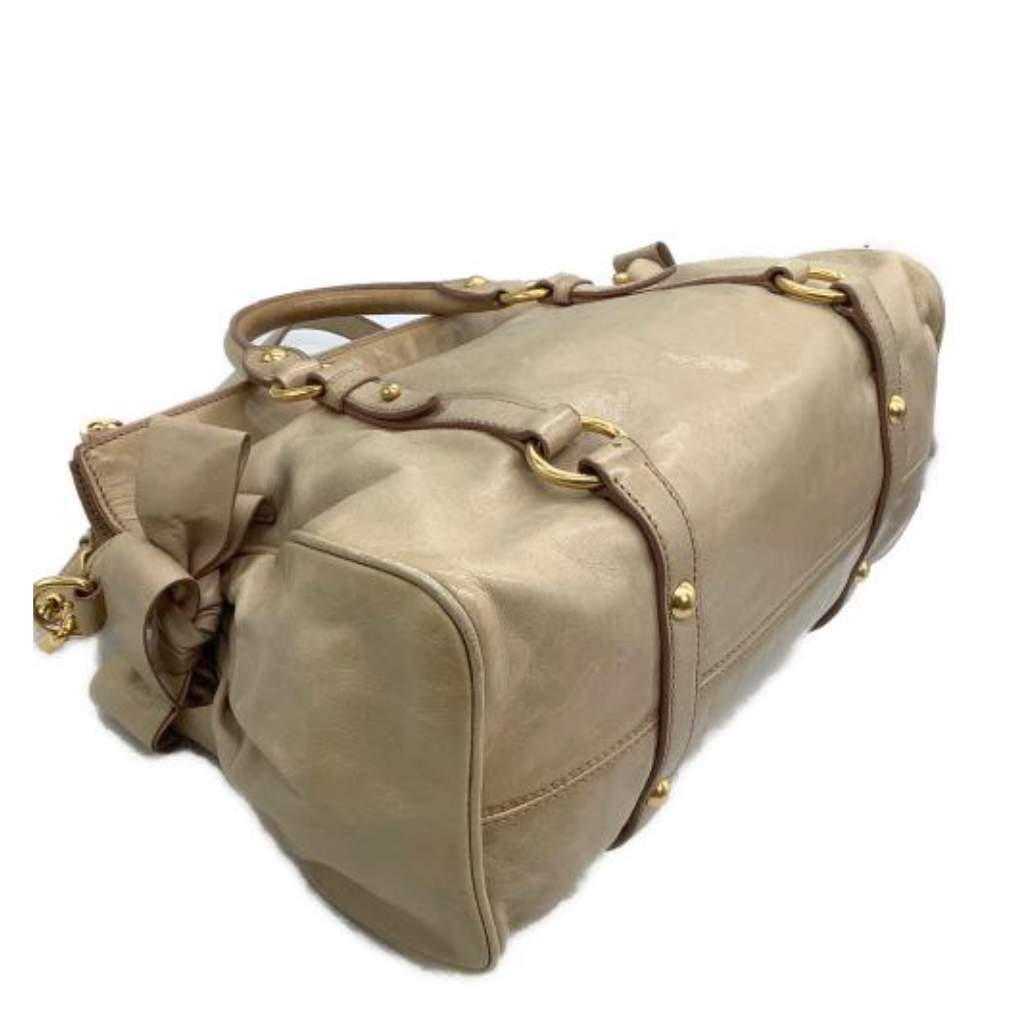 miu miu beige vitello vintage bow bag
