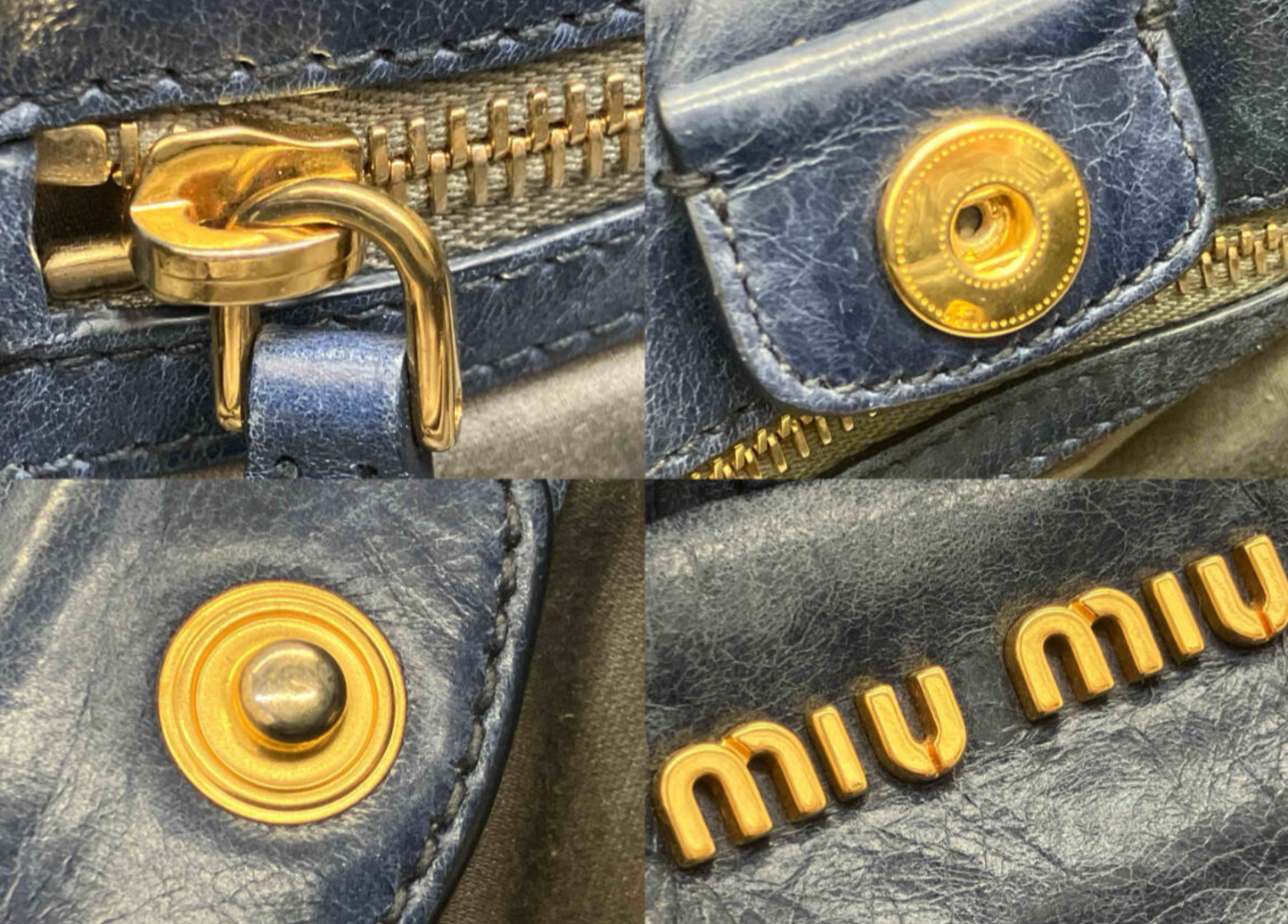 miu miu vitello bag in navy blue