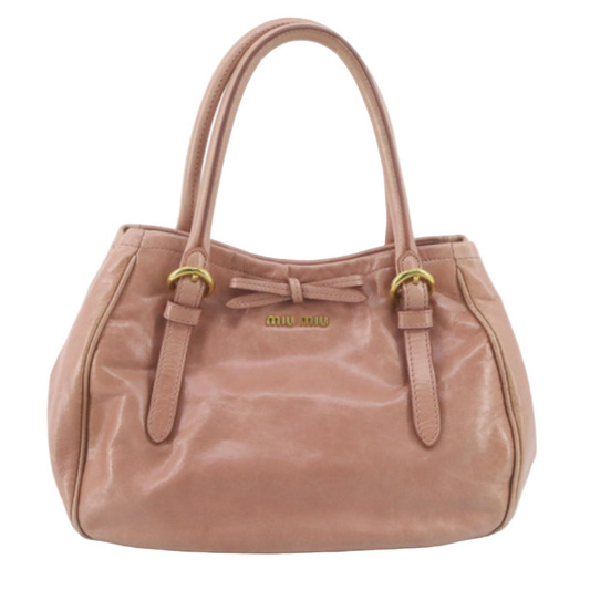miu miu pink ribbon-detail vitello bag