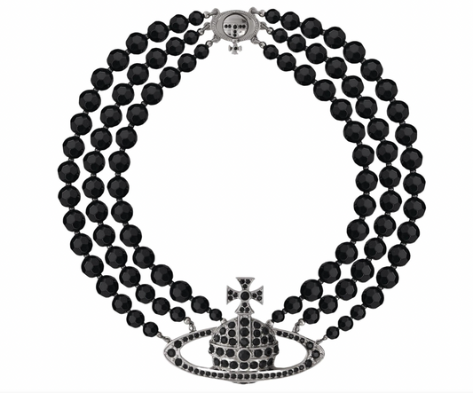 Vivienne Westwood Triple Layered Black Orb Necklace