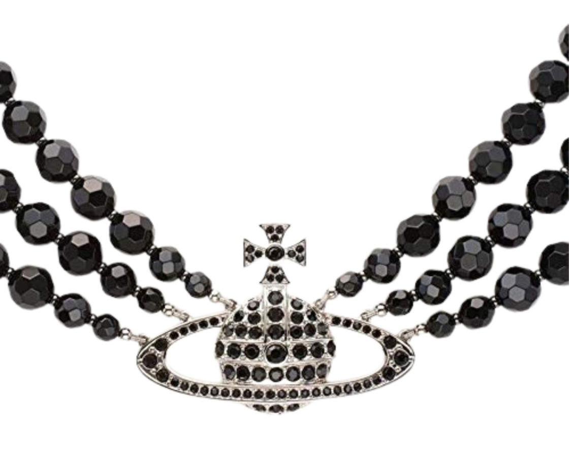 Vivienne Westwood Triple Layered Black Orb Necklace