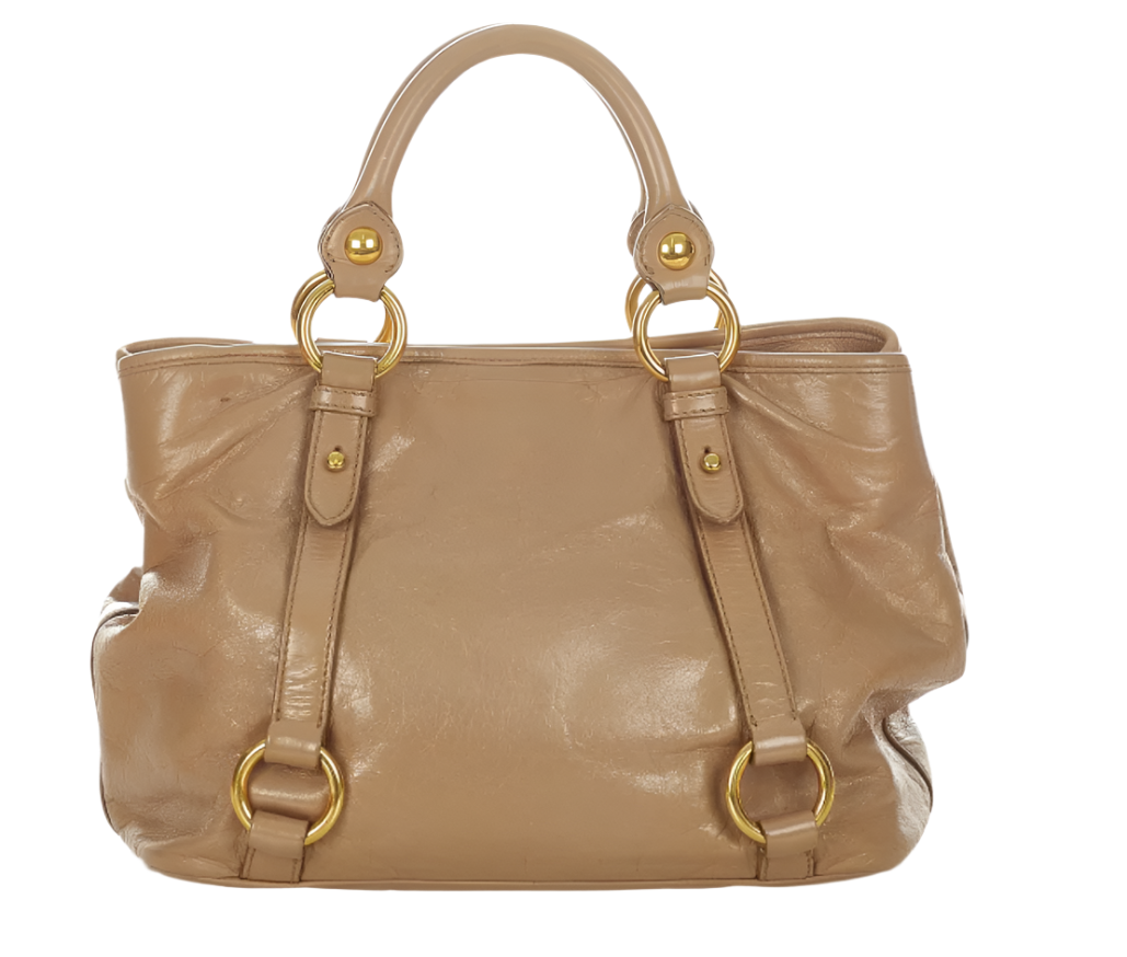 Miu Miu Vitello Tote with Shoulder Strap in Beige