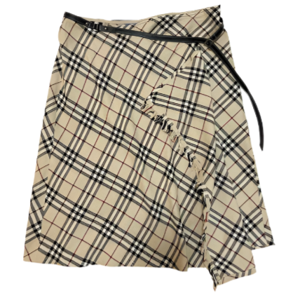 Burberry Iconic Plaid Wrap Belted Skirt