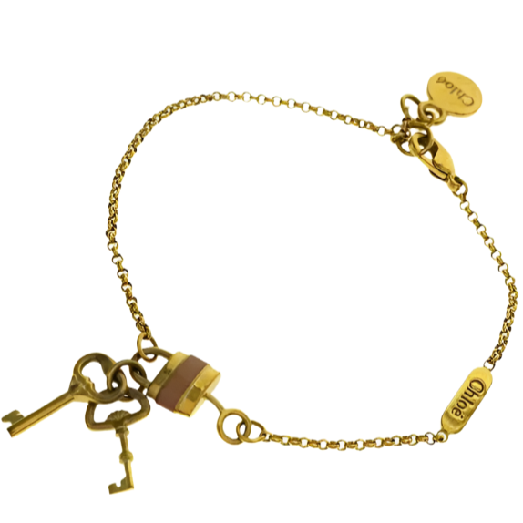 Chloe Paddington Bag Charm in Gold and Pink