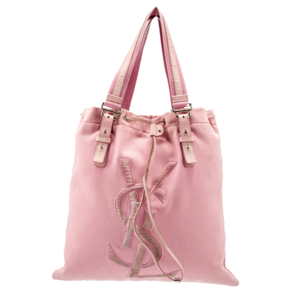 Yves Saint Laurent Rive Gauche Pink Drawstring Tote Bag