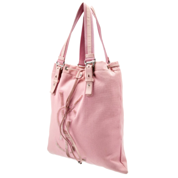 Yves Saint Laurent Rive Gauche Pink Drawstring Tote Bag