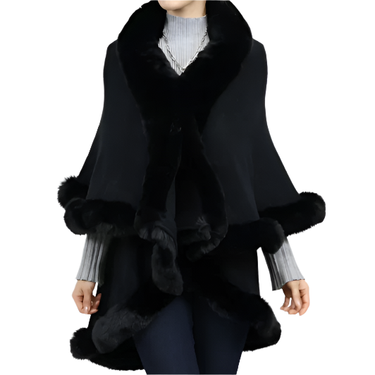 Elegant Black Fur Winter Cape