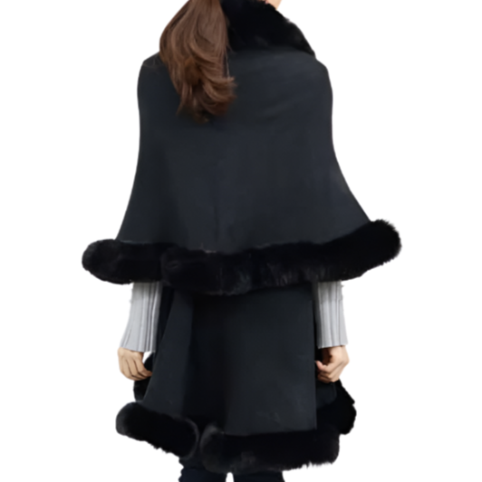 Elegant Black Fur Winter Cape