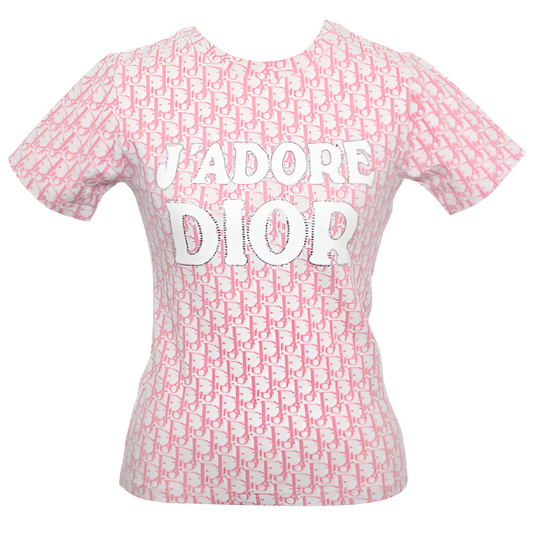 Christian Dior 2000s Pink Trotter "J'ADORE DIOR" T-Shirt Top