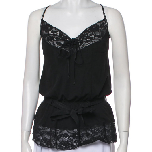 D&G Vintage 2005 Lace Trim Ribbon Top