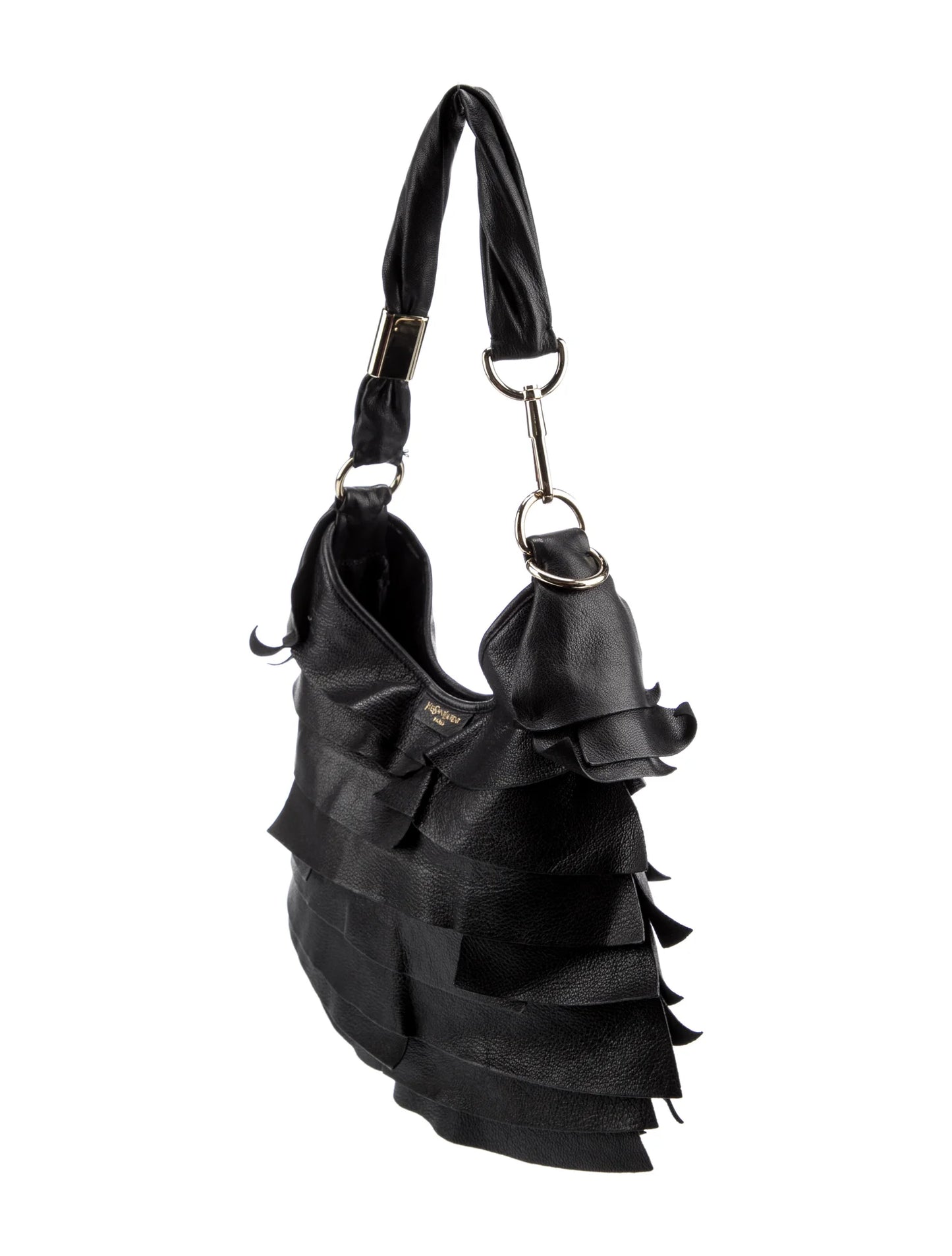 Yves Saint Laurent Vintage Black Ruffle Shoulder Bag