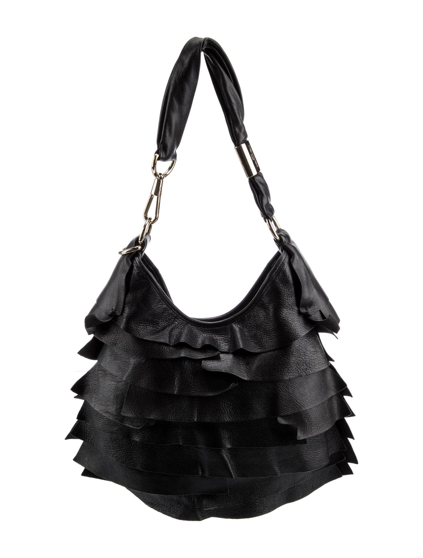 Yves Saint Laurent Vintage Black Ruffle Shoulder Bag