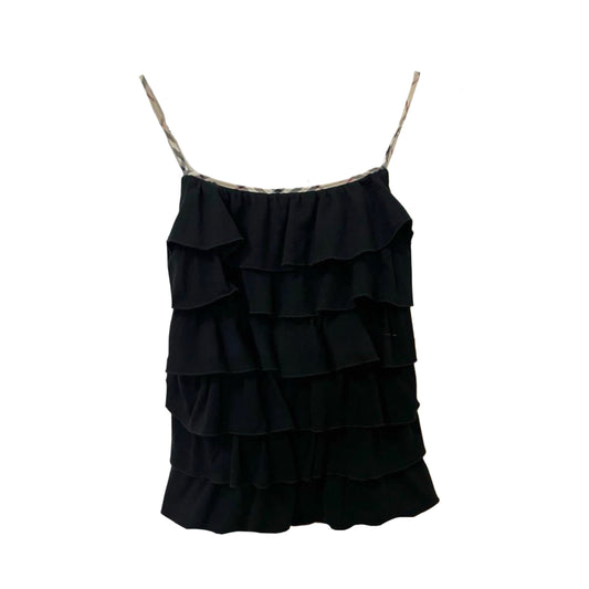burberry 100% cotton ruffled black cami top