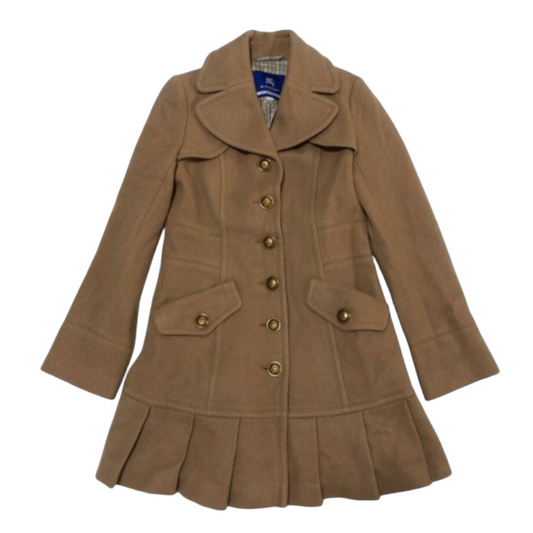 burberry blue label beige pleated flirty dress coat