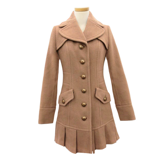 burberry blue label beige pleated flirty dress coat