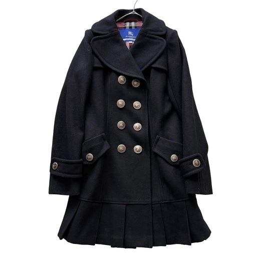 burberry blue label pleated flirty dress coat in black