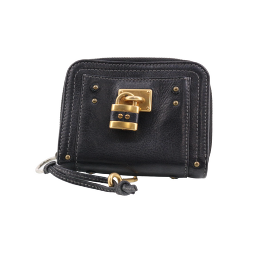 chloé black paddington compact wallet