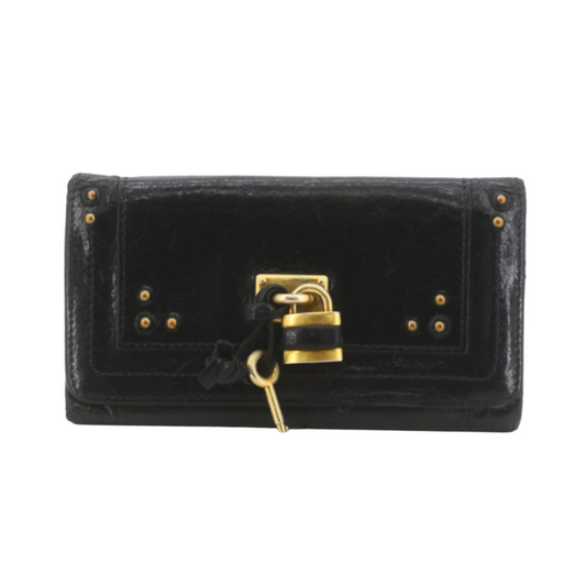 chloé black paddington wallet clutch