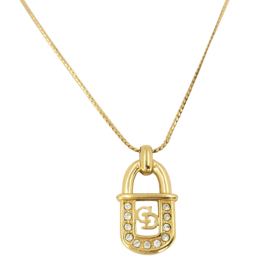 christian dior vintage cd padlock necklace