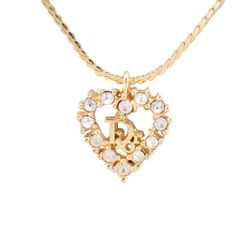 christian dior vintage rhinestone heart necklace