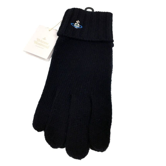 Vivienne Westwood Black Wool Orb Logo Gloves