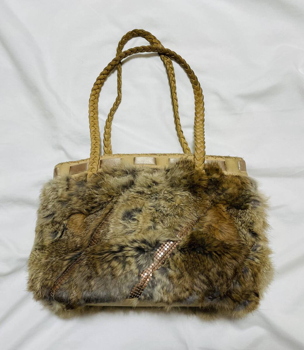 Anna Sui Suede and Fur Bag with Ribbon and Butterfly Details