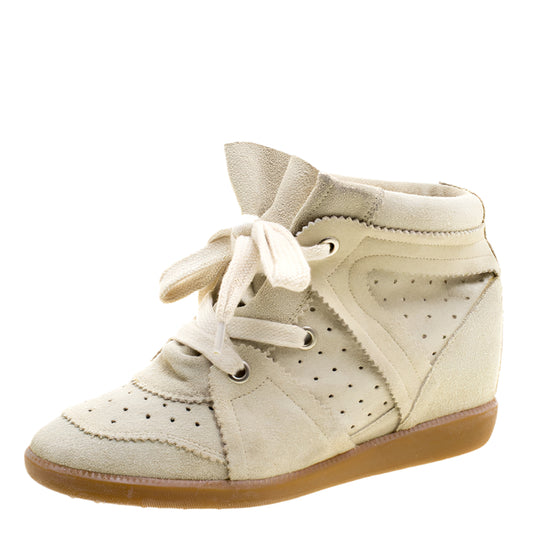 Isabel Marant Beige Bobby Wedge Sneakers (Size EU 38, US 7)