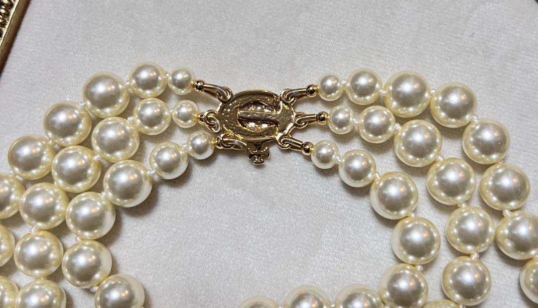 Vivienne Westwood Three Row Pearl Necklace with Orb Logo