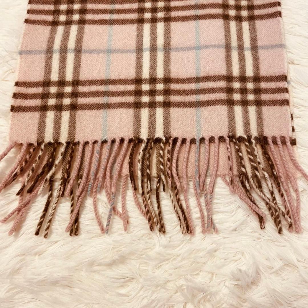 Burberry 100% Cashmere Plaid Light Pink Scarf