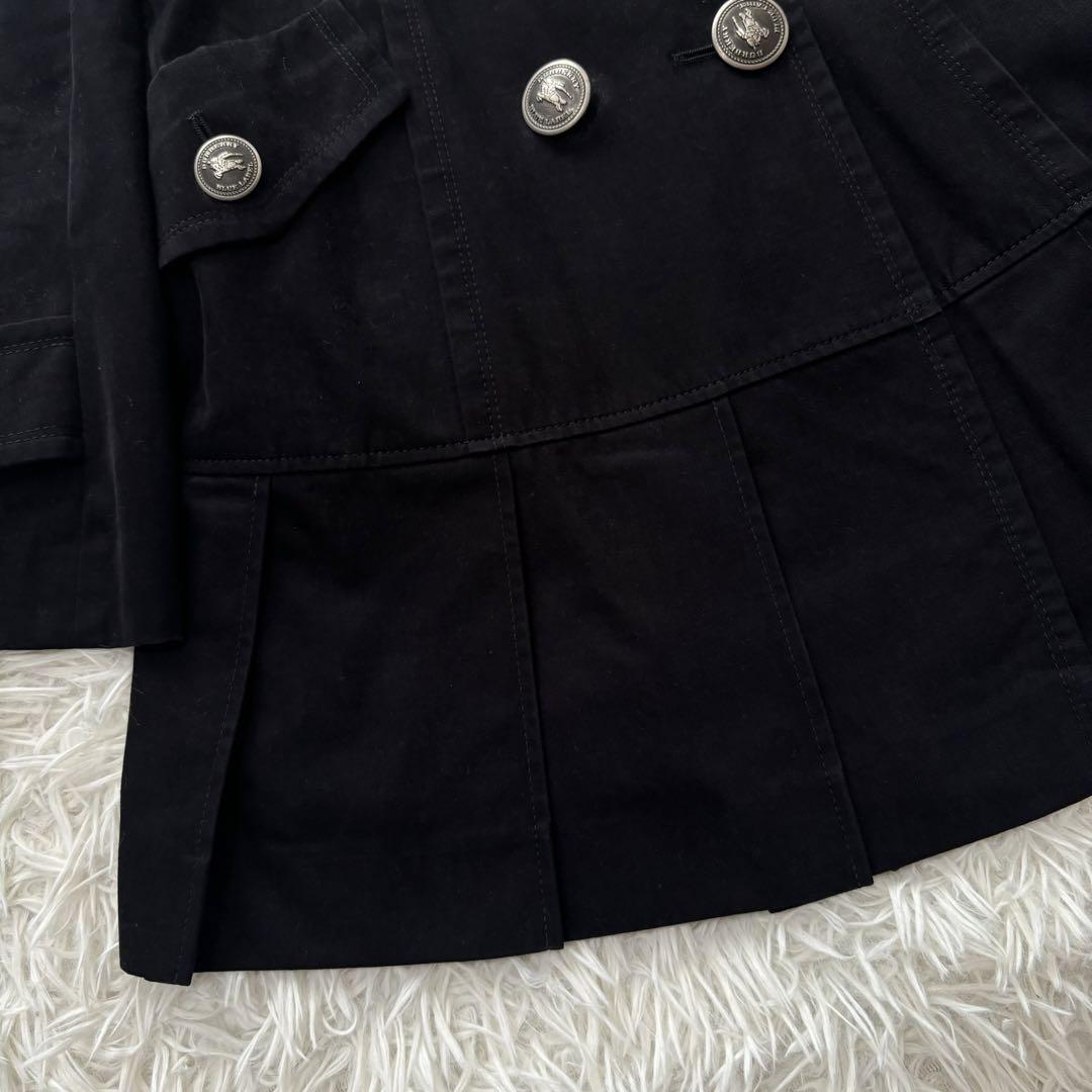 Burberry Plaid Iconic Black Pleated Dress Coat