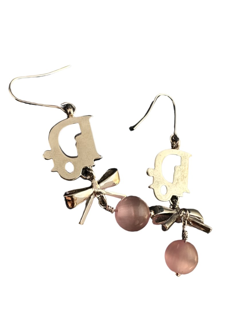 Christian Dior Pink Ribbon Girly Earrings