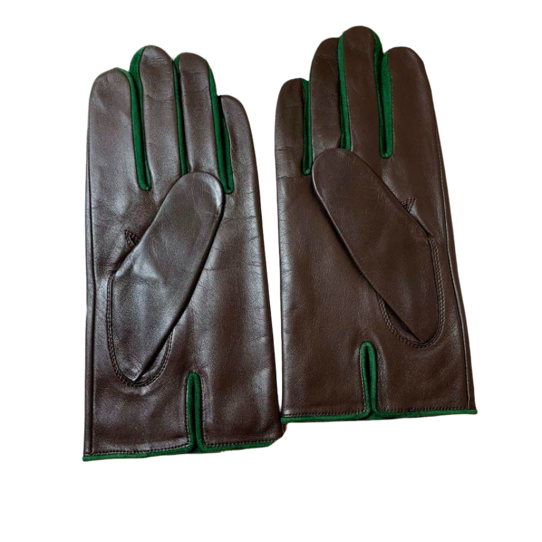 Vivienne Westwood Dark Brown Gloves Green Detailing