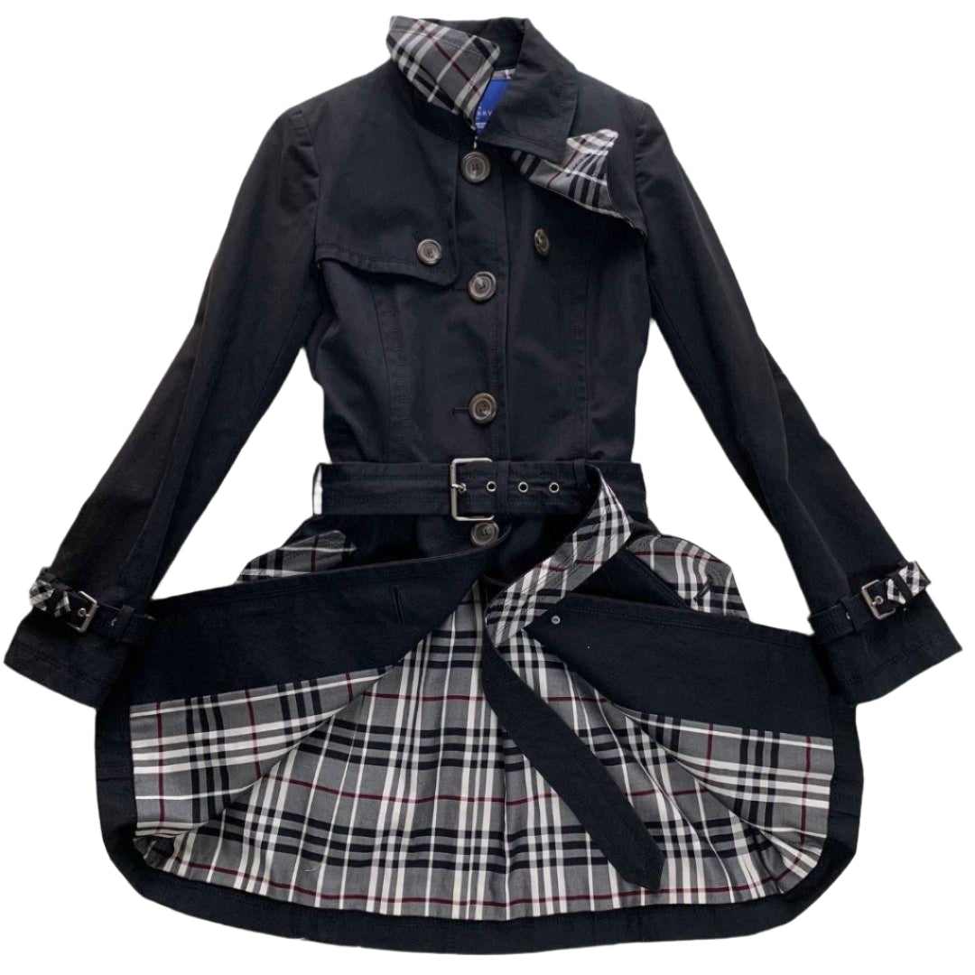 Burberry Plaid Iconic Black Trench Coat