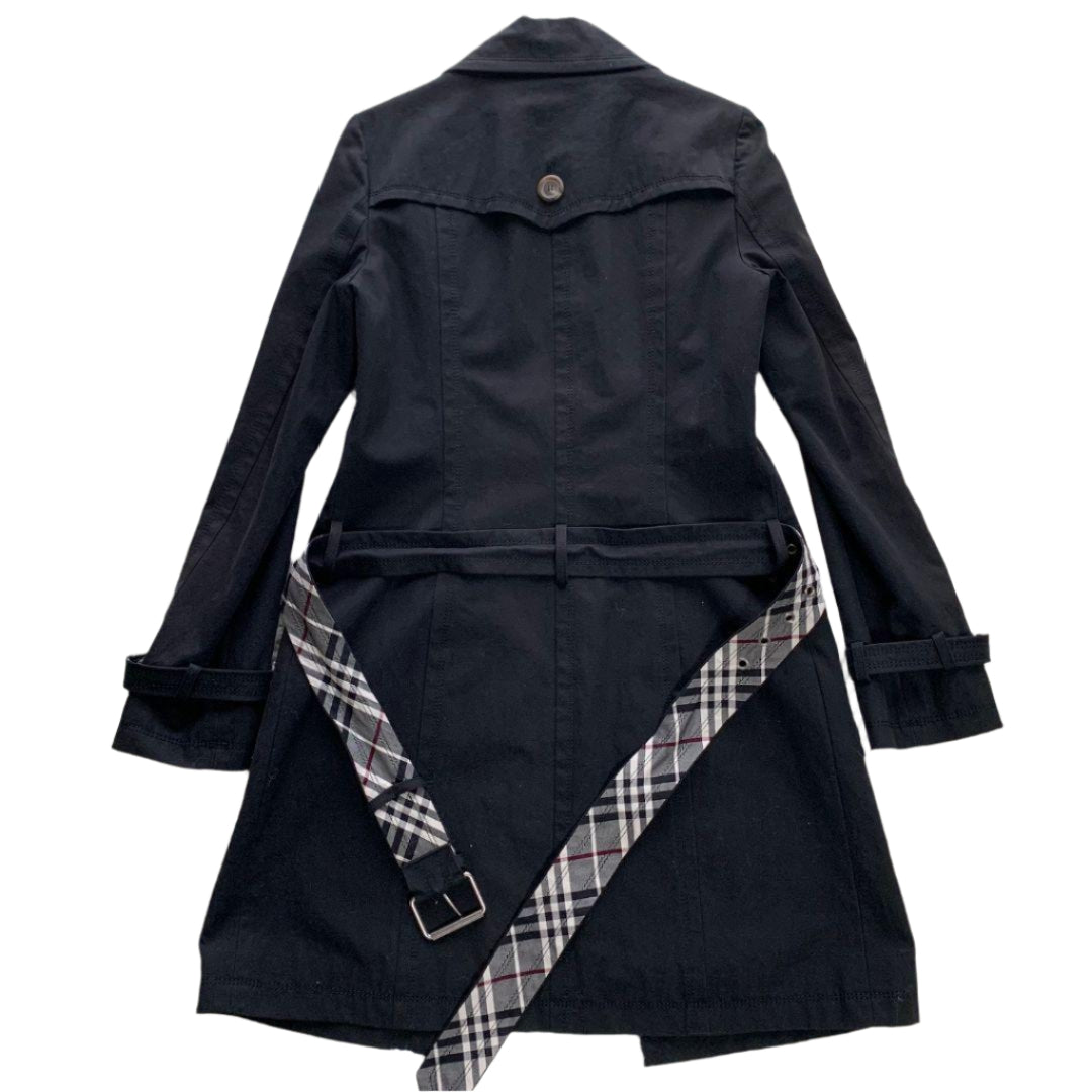 Burberry Plaid Iconic Black Trench Coat