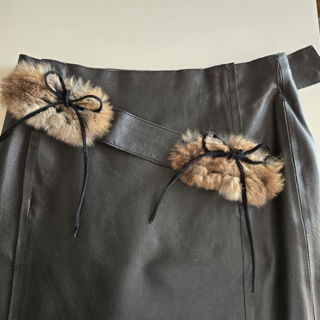 Burberry Fur and Ribbon Ultra Rare Leather Skirt