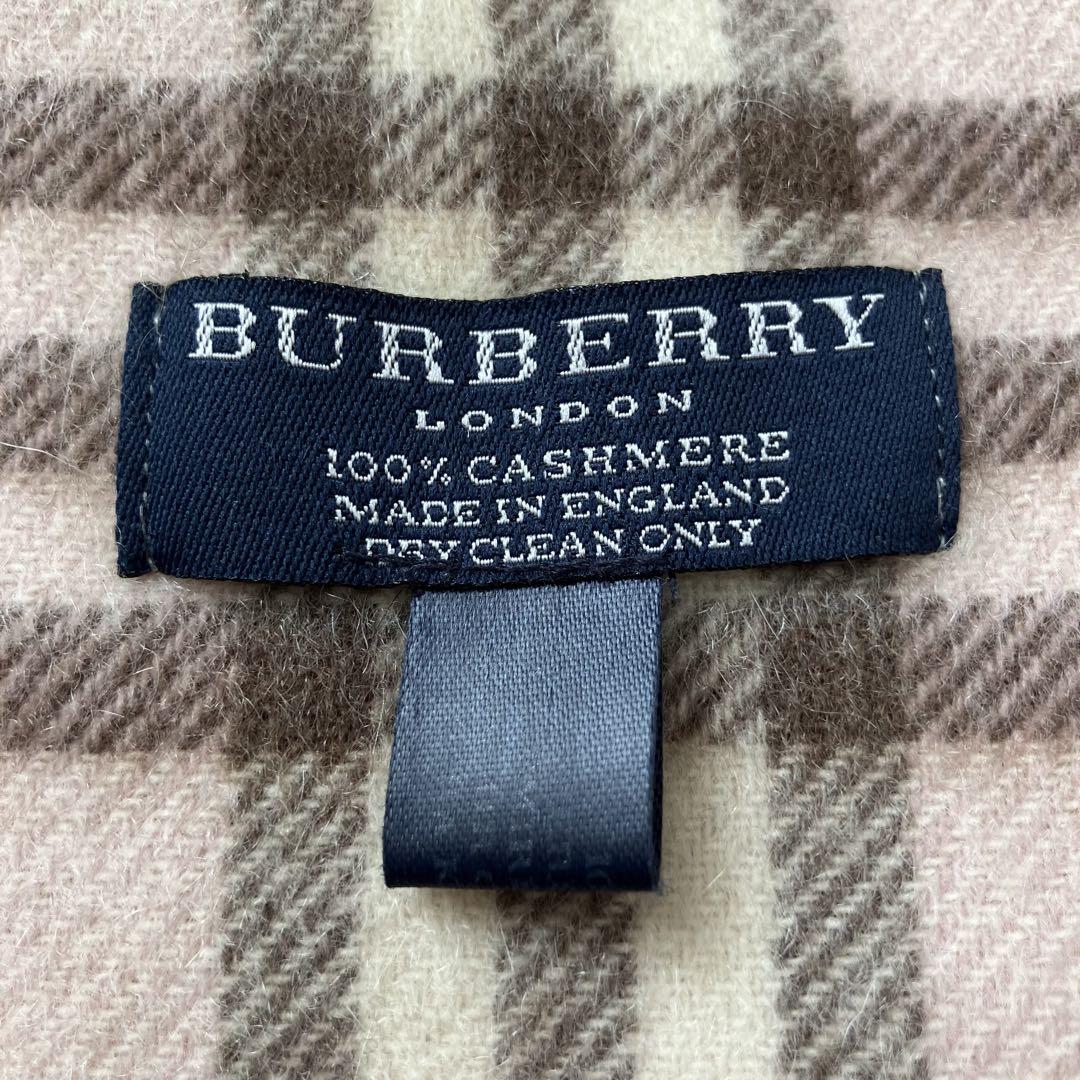 Burberry 100% Cashmere Plaid Light Pink Scarf