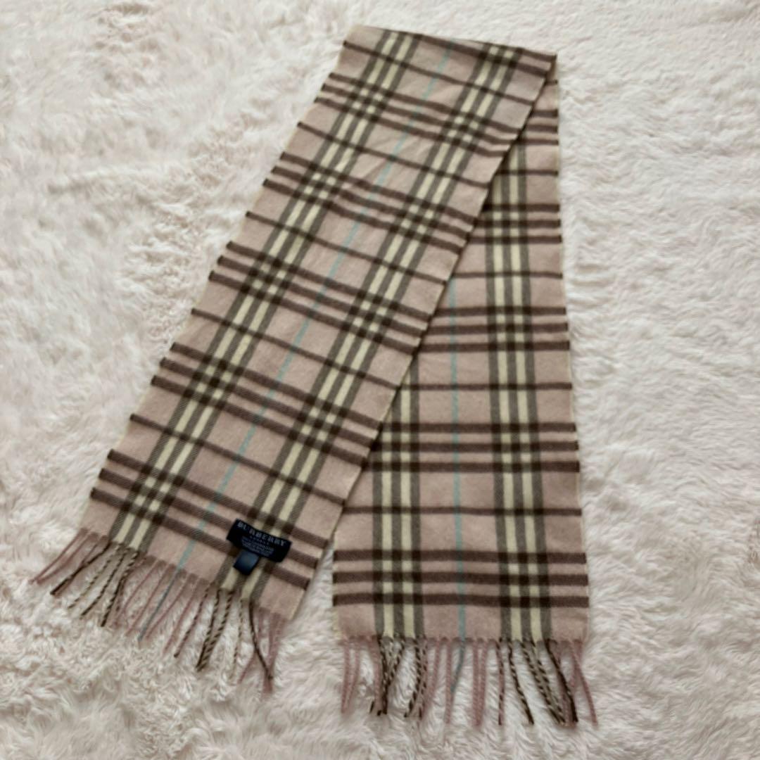 Burberry 100% Cashmere Plaid Light Pink Scarf