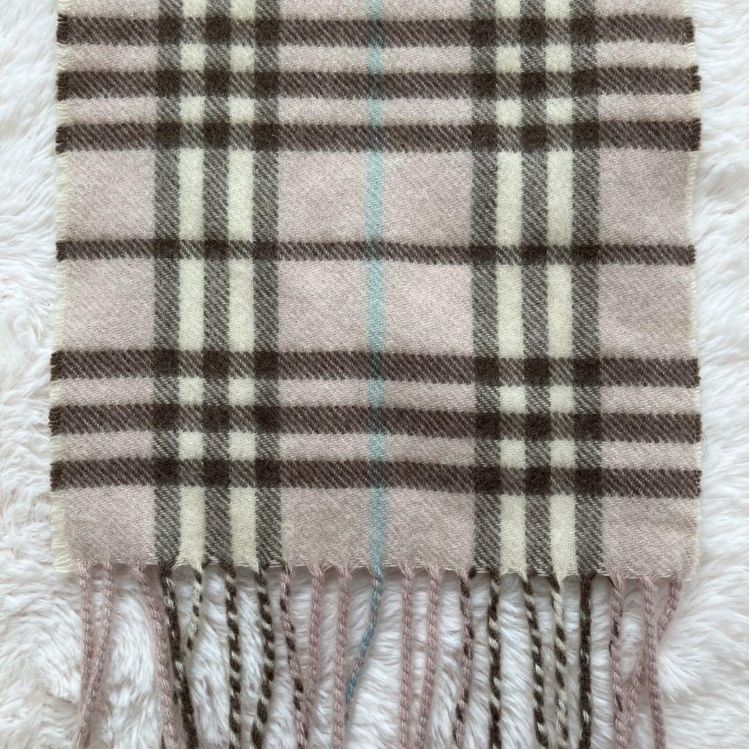 Burberry 100% Cashmere Plaid Light Pink Scarf