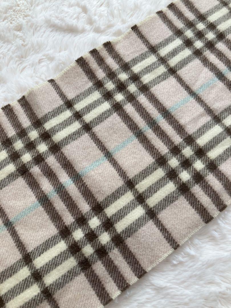 Burberry 100% Cashmere Plaid Light Pink Scarf