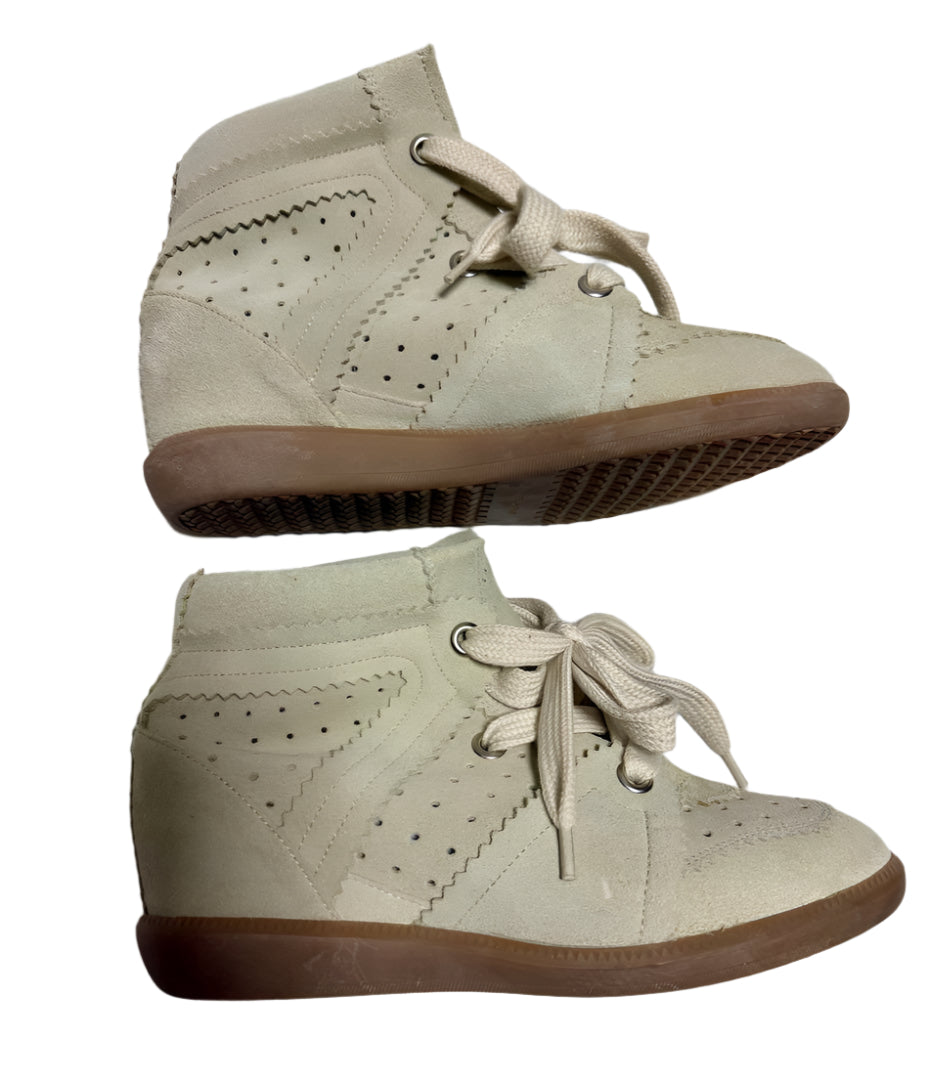 Isabel Marant Beige Bobby Wedge Sneakers (Size EU 38, US 7)