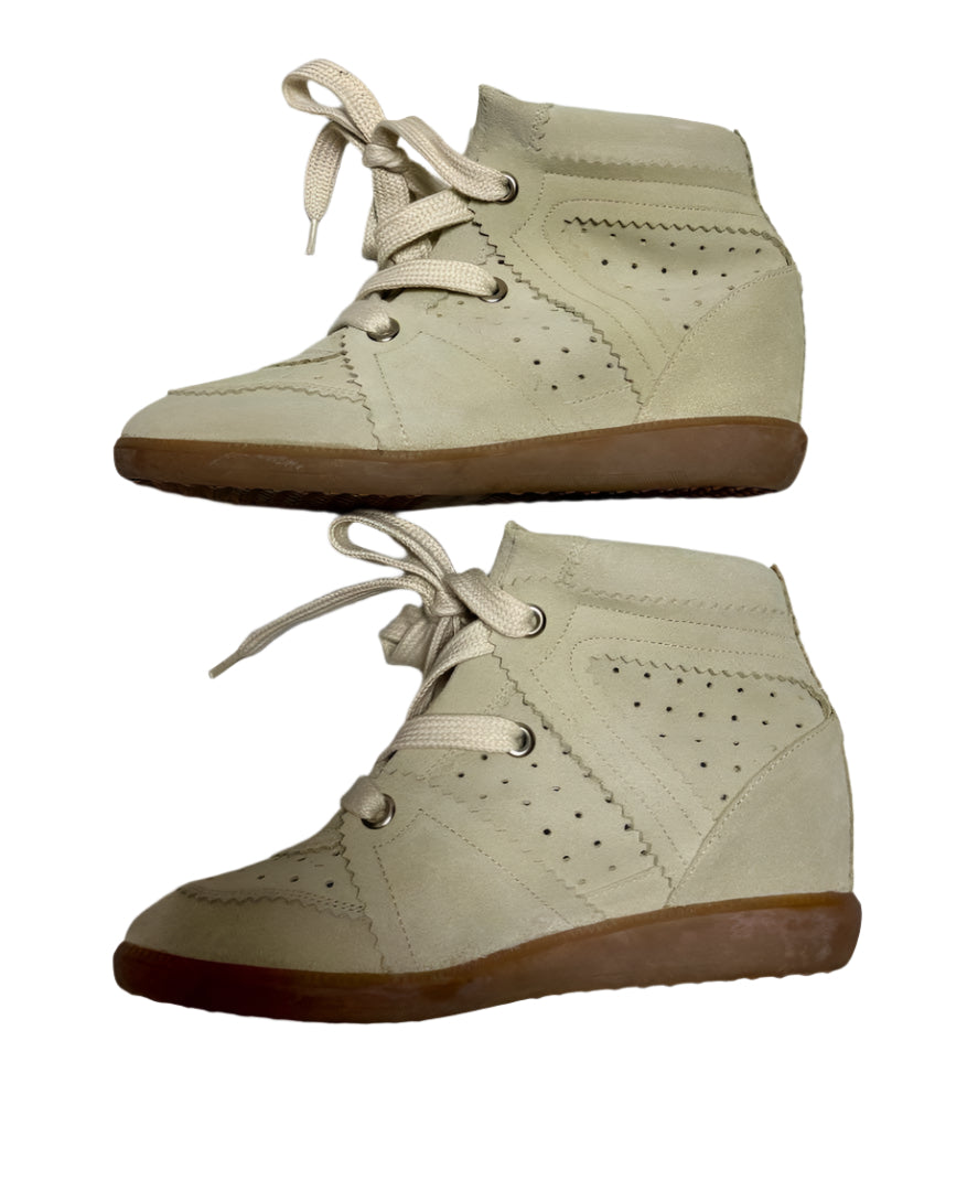 Isabel Marant Beige Bobby Wedge Sneakers (Size EU 38, US 7)